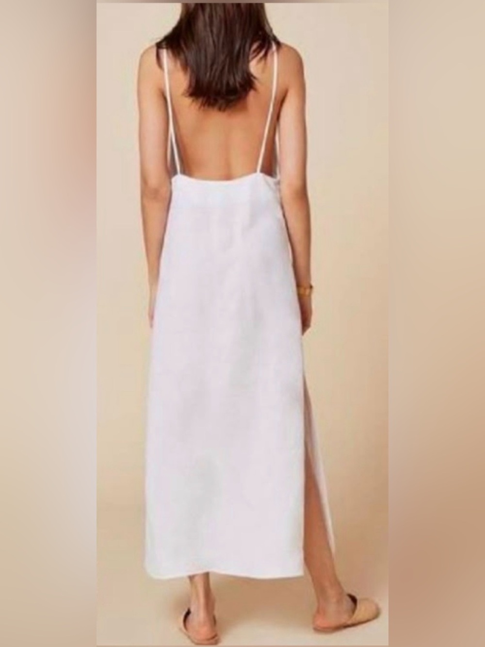 REFORMATION Lily Linen Blend Open Back Maxi Dress - White - Medium - Picture 3 of 7